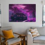 FeoYoed Wall Art Posters Anime Jdm Car S13 Purple Flowers Static Modern Aesthetic Decor Prints for Bedroom Living Room Office with Premium Fade Resistant Canvas 12x18inch(30x45cm)
