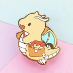 Kawaii Postman Dragonites Hard Enamel Pins Cute Cartoon Flying Dragon Lapel Pin Video Game Fan Collection Badge Fashion Jewelry