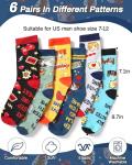 Glitopper 6 Pairs Anime Socks for Men Teenagers Funny Anime Gifts Novelty Cartoon Character Patterned Breathable Casual Crew Socks for Animes Lovers Birthday Holiday Gifts
