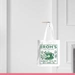 DHKG Anime Stuff, Uncle Iroh Jasmine Dragon Tea Tote Bag, Green Teacup Pattern Large Capacity Reusable Tote Bags with Handles, Portable Travel Beach Canvas Bags, Anime Gifts for Women Bestie Friends