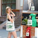 DHKG Anime Stuff, Uncle Iroh Jasmine Dragon Tea Tote Bag, Green Teacup Pattern Large Capacity Reusable Tote Bags with Handles, Portable Travel Beach Canvas Bags, Anime Gifts for Women Bestie Friends