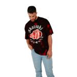 Naruto Akatsuki Cloud Crew Neck Short Sleeve Oversized Drop Shoulder Red & Black Cloud Wash Men's T-Shirt-XL