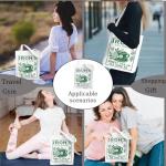 DHKG Anime Stuff, Uncle Iroh Jasmine Dragon Tea Tote Bag, Green Teacup Pattern Large Capacity Reusable Tote Bags with Handles, Portable Travel Beach Canvas Bags, Anime Gifts for Women Bestie Friends