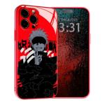 Akatxezy Anime Red Case for iPhone 16 Pro, 9H Tempered Glass Manga Cover, Shockproof Black Soft Silicone Bumper, Aesthetic Art Shell