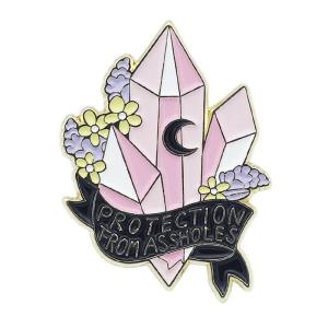 Protection From Assholes Enamel Pin Remark Protecting Girls Pretty Crystal Brooch Witch Moon Amulet Metal Badge Cartoon Anime Backpack pin buckle