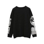 FELLVISHK Anime Girl Oversized Black Sweatshirt