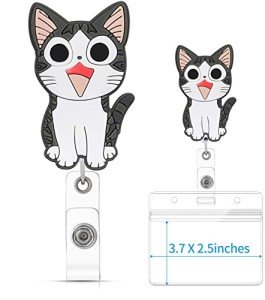 Cute Anime Cat Badge Reel Holder for ID Cards