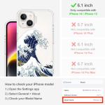 MOSNOVO Case for iPhone 13, [Buffertech 6.6ft Military-Grade Drop Protection] [Anti Peel Off Tech] Clear TPU Bumper Phone Case Cover Design - Great Wave