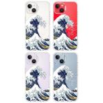 MOSNOVO Case for iPhone 13, [Buffertech 6.6ft Military-Grade Drop Protection] [Anti Peel Off Tech] Clear TPU Bumper Phone Case Cover Design - Great Wave