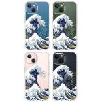 MOSNOVO Case for iPhone 13, [Buffertech 6.6ft Military-Grade Drop Protection] [Anti Peel Off Tech] Clear TPU Bumper Phone Case Cover Design - Great Wave