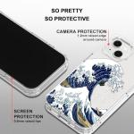 MOSNOVO Case for iPhone 13, [Buffertech 6.6ft Military-Grade Drop Protection] [Anti Peel Off Tech] Clear TPU Bumper Phone Case Cover Design - Great Wave