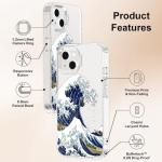 MOSNOVO Case for iPhone 13, [Buffertech 6.6ft Military-Grade Drop Protection] [Anti Peel Off Tech] Clear TPU Bumper Phone Case Cover Design - Great Wave