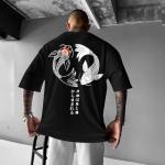 Kelxjia Oversized Graphic Tshirts for Men Japanese Streetwear Shirts Vintage Harajuku T Shirts Drop Shoulder Designer Tees(Black,M)