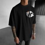Kelxjia Oversized Graphic Tshirts for Men Japanese Streetwear Shirts Vintage Harajuku T Shirts Drop Shoulder Designer Tees(Black,M)