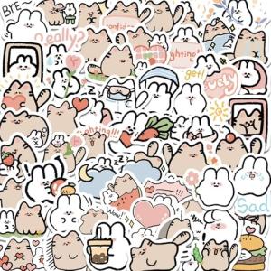 60 PCS Cute Cat Mouse Stickers - Kawaii Anime Cartoon Stickers, Indoor Decor Gifts Vinyl Waterproof Party Favor Supplies Gifts (Cute)