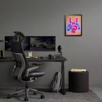 Neon Gaming Wall Art Framed Canvas Print, Rock Hand Gesture with Game Controller Poster, Pink Purple Gamer Room Wall Decor, Anime Gamer Posters Picture for Boys Bedroom Game Room Oil Painting 12x16 Inch