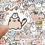 60 PCS Cute Cat Mouse Stickers - Kawaii Anime Cartoon Stickers, Indoor Decor Gifts Vinyl Waterproof Party Favor Supplies Gifts (Cute)