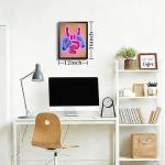 Neon Gaming Wall Art Framed Canvas Print, Rock Hand Gesture with Game Controller Poster, Pink Purple Gamer Room Wall Decor, Anime Gamer Posters Picture for Boys Bedroom Game Room Oil Painting 12x16 Inch