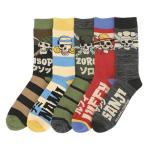 Bioworld One Piece (Live Action) Luffy, Zoro, Nami, Usopp and Sanji Mens Casual Crew Socks 4 Pack