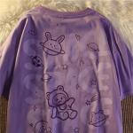 Women Goth T Shirt Y2K Harajuku Graphic Tops Cotton Anime Clothes (Purple, M)