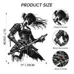 JEWLOVE Japanese Wall Art, Radiant Samurai Guardian Metal Relief - Inspiring Female Warrior Katana Design, Uplifting Anime Decor for Study & Hallway-Radiant Samurai Guardian