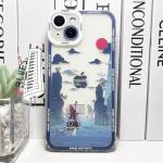 for iPhone 17 Pro Cute Clear Case, Japanese Cool Cartoon Anime Aesthetic Scenery Design Stylish Soft Shockproof Angel Eyes Protective Transparent Back Case Cover Shell (Landscape-4, for iPhone 17 Pro)
