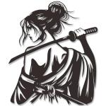 JEWLOVE Japanese Wall Art, Mystic Samurai Sentinel Metal Statue - Enigmatic Female Warrior with Katana, Anime Wall Decor for Zen Spaces & Collection-Mystic Samurai Sentinel