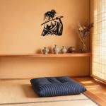 JEWLOVE Japanese Wall Art, Mystic Samurai Sentinel Metal Statue - Enigmatic Female Warrior with Katana, Anime Wall Decor for Zen Spaces & Collection-Mystic Samurai Sentinel