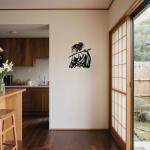 JEWLOVE Japanese Wall Art, Mystic Samurai Sentinel Metal Statue - Enigmatic Female Warrior with Katana, Anime Wall Decor for Zen Spaces & Collection-Mystic Samurai Sentinel