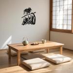 JEWLOVE Japanese Wall Art, Mystic Samurai Sentinel Metal Statue - Enigmatic Female Warrior with Katana, Anime Wall Decor for Zen Spaces & Collection-Mystic Samurai Sentinel