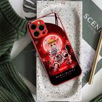 HEMINJYJEF Gear 5 Nika Joy Boy Japanese Anime Anti-Drop Color Soft Silicone Protective Shell Manga Pattern Tempered Glass Cover Multicolor Phone Case (Red, for iPhone 12)