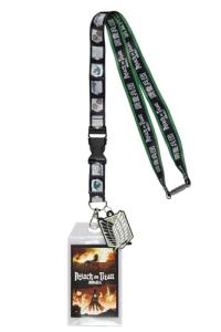 Attack On Titan Reversible ID Lanyard Breakaway Badge Holder with 2" Survey Corps Rubber Charm
