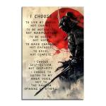 Japanese Samurai Wall Art Poster Inspirational & Motivational Quotes - I CHOOSE - Vintage Posters Print on Canvas Painting Wall Art for Men Bedroom Living Room Office UnFrame 16×24inch 40×60cm