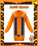 Kidukso Cool Anime Runa Cosplay Costume Women Orange Hoodie with Long Bunny Ears Halloween Role Playing Hooded Zipper Jacket Coat, Orange XL