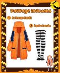 Kidukso Cool Anime Runa Cosplay Costume Women Orange Hoodie with Long Bunny Ears Halloween Role Playing Hooded Zipper Jacket Coat, Orange XL
