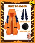 Kidukso Cool Anime Runa Cosplay Costume Women Orange Hoodie with Long Bunny Ears Halloween Role Playing Hooded Zipper Jacket Coat, Orange XL