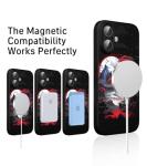 FEWGEY for 17 Case Anime Compatible with Magsafe, Silicone Black Cute Japanese Anime Design Magnetic Shock Proof Heavy-Duty Protection Phone Case for Men Boys Women Girls