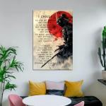 Japanese Samurai Wall Art Poster Inspirational & Motivational Quotes - I CHOOSE - Vintage Posters Print on Canvas Painting Wall Art for Men Bedroom Living Room Office UnFrame 16×24inch 40×60cm