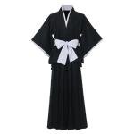 GRACEART Traditional Samurai Hakama Uniform Kurosaki Cosplay Costume Outfit Black Cloak Kimono