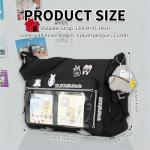 Kawaii Crossbody Ita Bag for Women with Pin and Plush Penguin, Cute Messenger Bag Japanese Crossbody Bag Y2K Purse Black