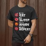 Eat Sleep Anime Repeat Shirt for Men – Funny Japanese Style Graphic Tee Shirt – Casual Anime T Shirts for Men – Japanese Animation Lover T-Shirt Gift for Friend (Black-XL)
