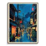 GLOBEFLY Framed Tokyo Tea House Canvas Wall Art Japanese City Street Coffee Decor painting Pictures Anime Posters Prints for living room Bathroom Bedroom Office Home Decoration12x16 inch