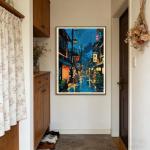 GLOBEFLY Framed Tokyo Tea House Canvas Wall Art Japanese City Street Coffee Decor painting Pictures Anime Posters Prints for living room Bathroom Bedroom Office Home Decoration12x16 inch