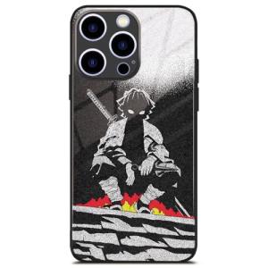 HosJiaJian Japanese Anime Phone Case for iPhone 16 Pro Max, Unique Art Pattern Glossy Tempered Glass Back Shockproof Cover