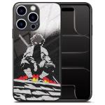 HosJiaJian Japanese Anime Phone Case for iPhone 16 Pro Max, Unique Art Pattern Glossy Tempered Glass Back Shockproof Cover