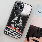 HosJiaJian Japanese Anime Phone Case for iPhone 16 Pro Max, Unique Art Pattern Glossy Tempered Glass Back Shockproof Cover