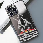 HosJiaJian Japanese Anime Phone Case for iPhone 16 Pro Max, Unique Art Pattern Glossy Tempered Glass Back Shockproof Cover
