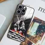 HosJiaJian Japanese Anime Phone Case for iPhone 16 Pro Max, Unique Art Pattern Glossy Tempered Glass Back Shockproof Cover