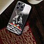 HosJiaJian Japanese Anime Phone Case for iPhone 16 Pro Max, Unique Art Pattern Glossy Tempered Glass Back Shockproof Cover