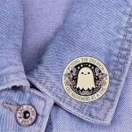 Cute Ghost Enamel Pin Butterfly Flower Round Brooch for Women Men Cartoon Novelty Living the Dream! One Nightmare at a Time Lapel Pins Badge Halloween Bag Jacket Backpack Hat Clothes Accessories